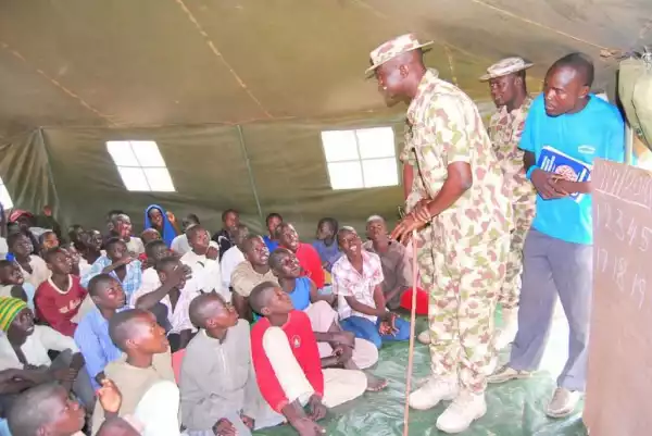 Troops establish school for children in Borno IDPs camp 
